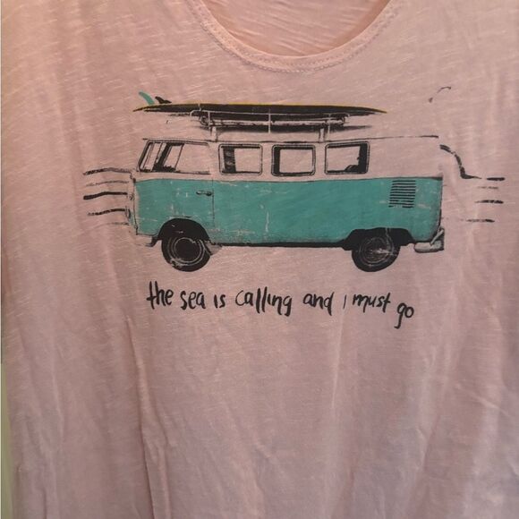Anthropologie Promesa Pink Tee The Sea is Calling Me and I Must Go - Picture 3 of 6
